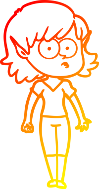 Bir insan tarafından çizilmiş, çizgi film karakteri bir elf kızı çizimi.