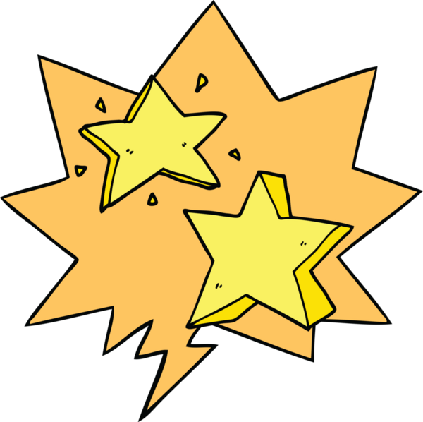 Bir insan tarafından çizilmiş konuşma balonu olan çizgi film yıldızı.