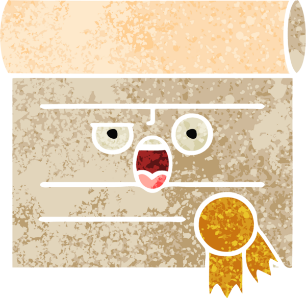 Bir insan tarafından çizilmiş bir sertifikanın retro illüstrasyon tarzı karikatürü