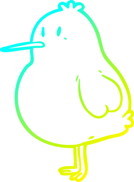 Bir insanın çizdiği kivi kuşunun soğuk gradyan çizgisi.