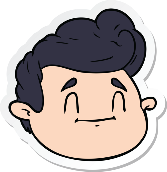 Bir insan tarafından çizilmiş karikatür erkek yüzü çıkartması