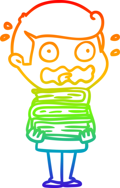 Gökkuşağı gradyan çizimi. Çizgi roman çizen bir adam. Bir insan tarafından çizilmiş.