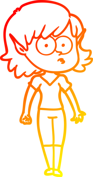 Bir insan tarafından çizilmiş, çizgi film karakteri bir elf kızı çizimi.