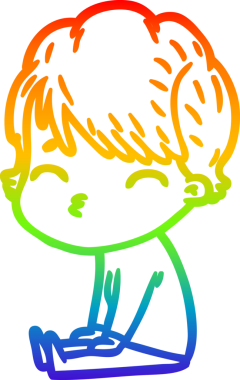 Gökkuşağı gradyan çizgi çizimi Bir insan tarafından çizilmiş bir çizgi kadın