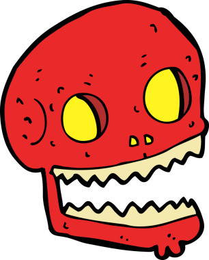 Bir insan tarafından çizilmiş ürkütücü bir kafatası.