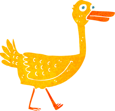 Bir insan tarafından çizilmiş çizgi film kuşu.