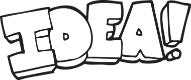 Bir insan tarafından çizilmiş siyah beyaz çizgi film fikri sembolü.