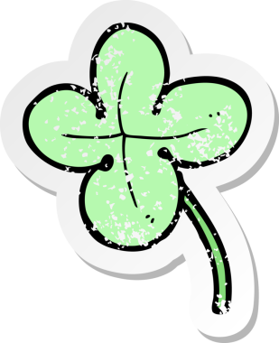 Bir insan tarafından çizilmiş dört yapraklı yoncanın gerilmiş yapıştırması.