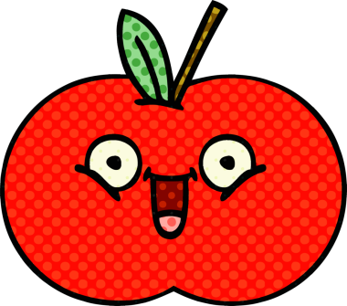 Bir insan tarafından çizilmiş kırmızı elma çizgi filmi.