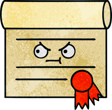 Bir insan tarafından çizilmiş sertifikanın grunge desen karikatürü