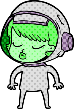 Bir insan tarafından çizilmiş güzel astronot kız.