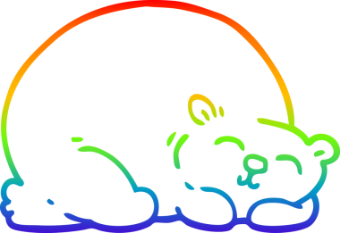 Gökkuşağı gradyan çizgi çizimi mutlu kutup ayısı bir insan tarafından çizilmiş