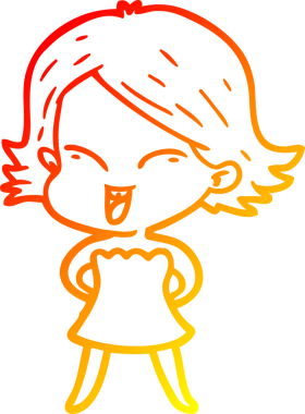 Bir insan tarafından çizilmiş mutlu bir çizgi film kızı çizimi