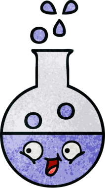 Bir insan tarafından çizilmiş bir test tüpünün retro grunge desen karikatürü