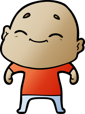 Bir insan tarafından çizilmiş mutlu, kel adam.