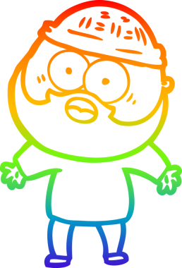 Gökkuşağı gradyan çizgi çizimi bir insan tarafından çizilmiş sakallı bir adamın