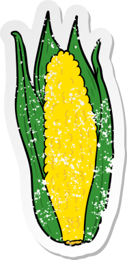 Bir insan tarafından çizilmiş karikatür mısırının sıkıntılı etiketi