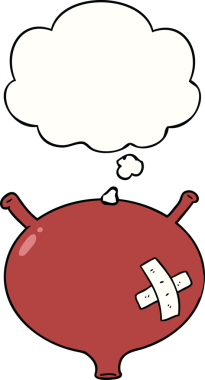 Bir insan tarafından çizilmiş düşünce baloncuklu mesane.