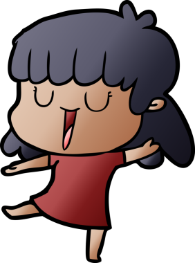 Bir insan tarafından çizilmiş bir çizgi film kadını.