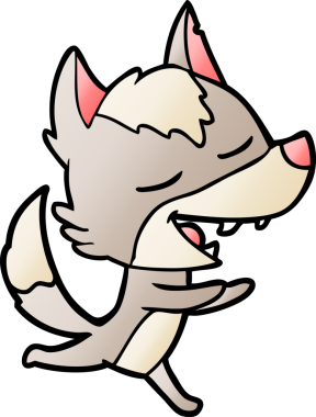 Bir insan tarafından çizilmiş gülen bir kurt.