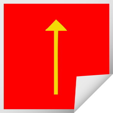 Bir insan tarafından çizilmiş uzun ok sembolünün kare soyma etiketi.