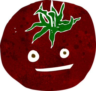 Bir insan tarafından çizilmiş domates çizgi filmi.