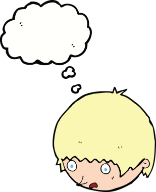 Bir insan tarafından çizilen düşünce baloncuğuyla şok olmuş bir yüz.