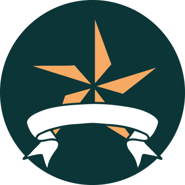 bir insan tarafından çizilmiş bir yıldızın pankartıyla dövme biçimi simgesi