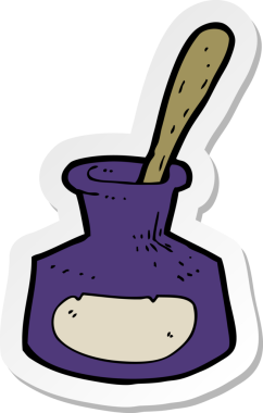 Bir insan tarafından çizilmiş karikatür mürekkebi etiketi.