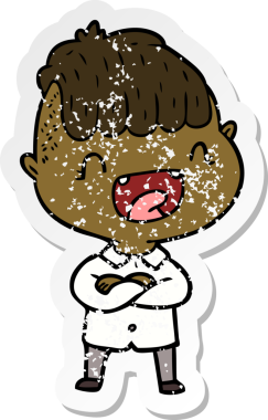 Bir insan tarafından çizilmiş üzgün, mutlu bir çocuğun çıkartması.