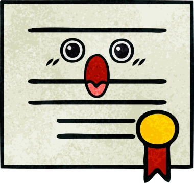 Bir insan tarafından çizilmiş mezuniyet diplomasının retro grunge dokusu.