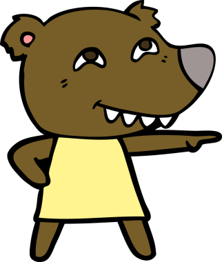 Bir insan tarafından çizilen dişleri gösteren ayı kızı gösteren çizgi film.