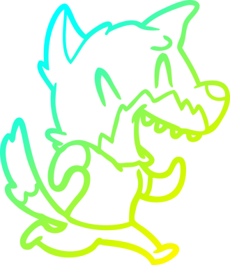 Bir insan tarafından çizilmiş gülen bir tilkinin soğuk çizgisi.