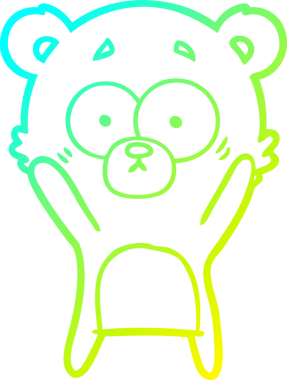 Bir insan tarafından çizilmiş kaygılı ayı karikatürünün soğuk gradyan çizimi