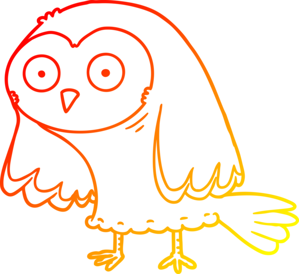 Bir insan tarafından çizilmiş bir baykuşun sıcak çizgi çizimi