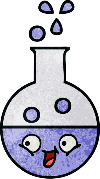 Bir insan tarafından çizilmiş bir test tüpünün retro grunge desen karikatürü