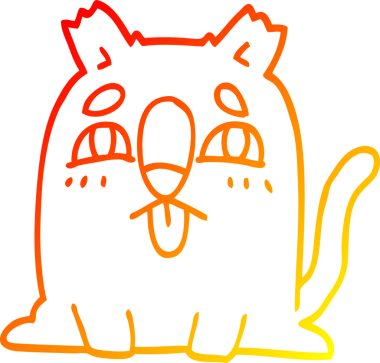 Bir insan tarafından çizilmiş komik çizgi bir kedinin sıcak çizgi çizimi