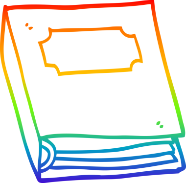 gökkuşağı gradyan çizgi çizimi bir insan tarafından çizilmiş kapalı bir kitap