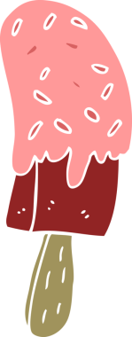 Bir insan tarafından çizilmiş düz renk çizgi film dondurması.