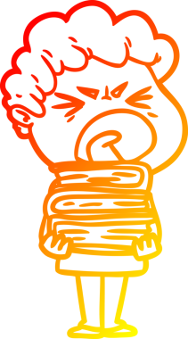 Bir insan tarafından çizilmiş kızgın bir adamın çizgi film çizimi.