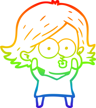 Gökkuşağı gradyan çizimi Bir insan tarafından çizilen çizgi film kızı