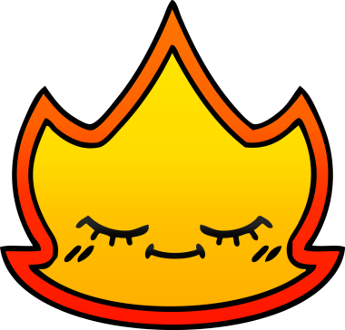 Bir insan tarafından çizilmiş ateş alevinin gölgeli çizgi filmi.