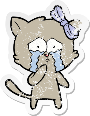 Bir insan tarafından çizilmiş karikatür bir kedinin sıkıntılı çıkartması.