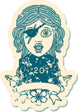 Retro Dövme Tarzı Bir insan tarafından çizilmiş 20 zarlı düzenbaz insan