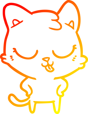 Bir insan tarafından çizilmiş çizgi film kedisinin sıcak çizgi çizimi