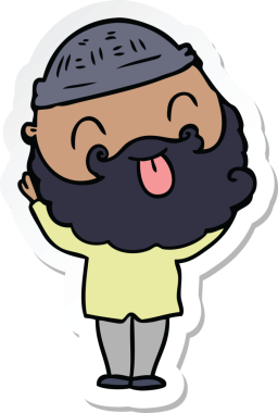 Bir insan tarafından çizilmiş sakallı bir adamın çıkartması.