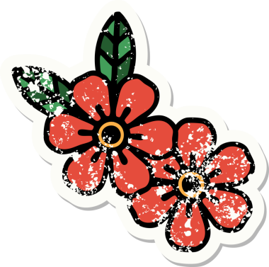 Bir insan tarafından çizilmiş geleneksel çiçek stiliyle depresif bir dövme.