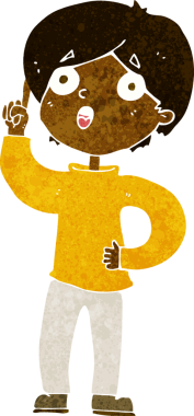 Bir insan tarafından çizilmiş bir fikri olan çizgi film çocuğu.