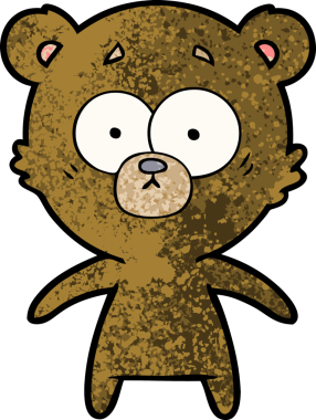 Bir insan tarafından çizilmiş endişeli ayı karikatürü.