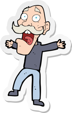 Karikatür çıkartması bir insan tarafından çizilmiş yaşlı bir adamı şok etti.